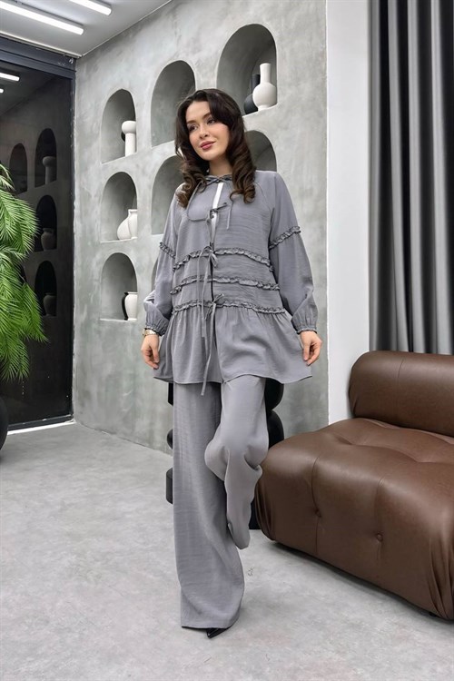 Wholesale Womens Gray Two-Piece Hijab Set
