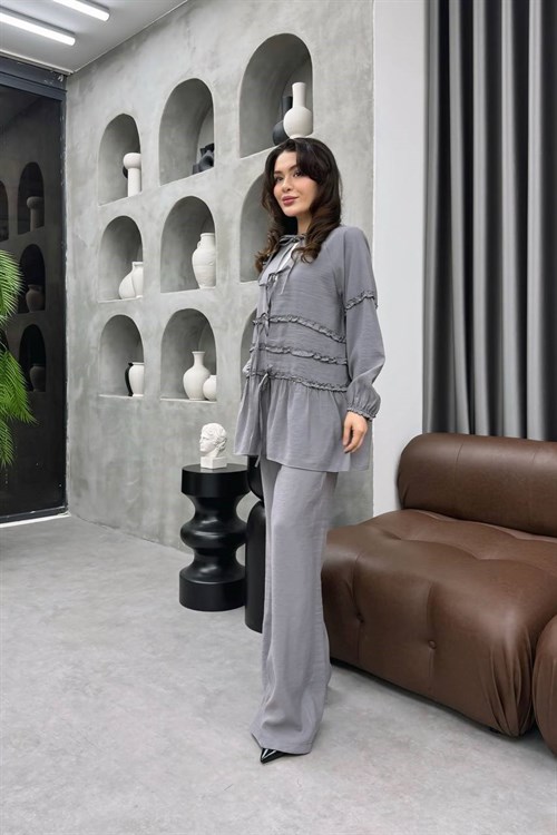 Wholesale Womens Gray Two-Piece Hijab Set