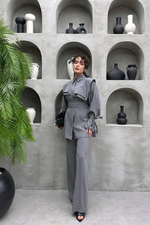 Wholesale Womens Gray Two-Piece Hijab Set