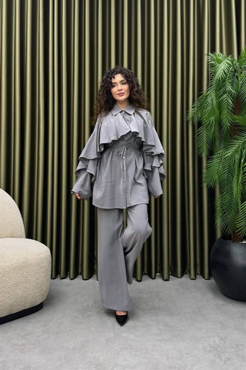 Wholesale Womens Gray Two-Piece Hijab Set