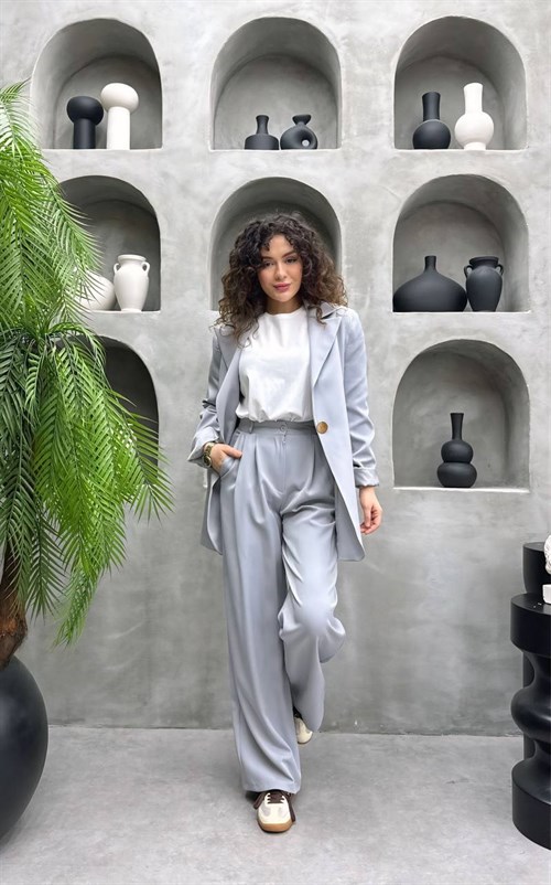 Wholesale Womens Gray Two-Piece Hijab Set