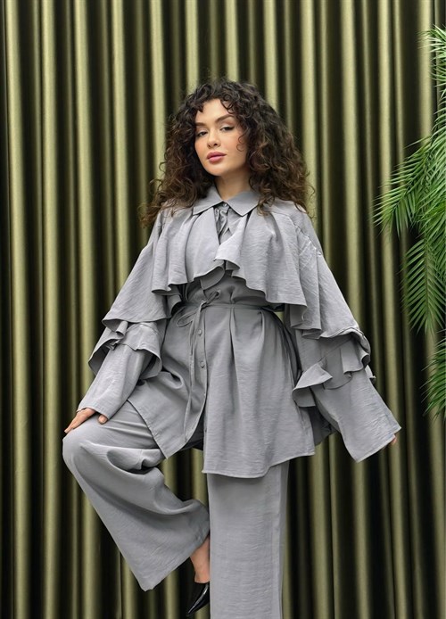 Wholesale Womens Gray Two-Piece Hijab Set