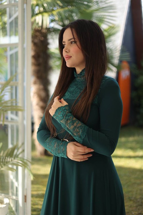 Wholesale Womens Green Maxi Hijab Dress