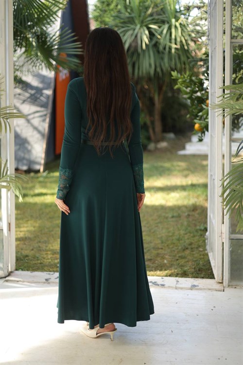 Wholesale Womens Green Maxi Hijab Dress