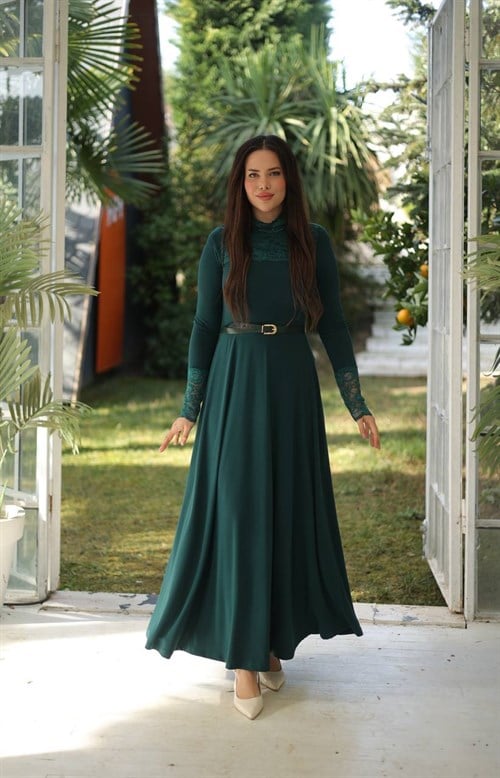 Wholesale Womens Green Maxi Hijab Dress