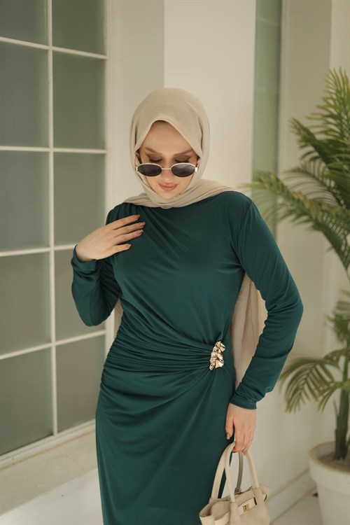 Wholesale Womens Green Maxi Hijab Dress