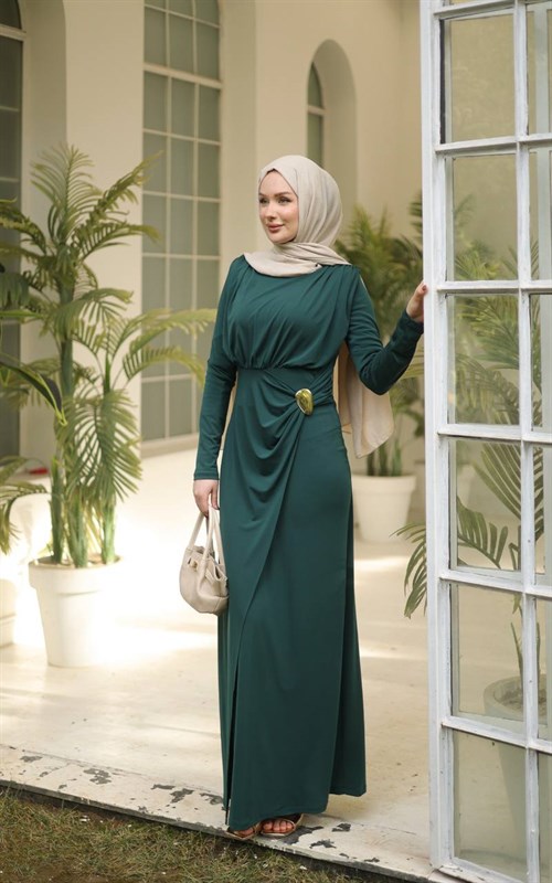 Wholesale Womens Green Maxi Hijab Dress