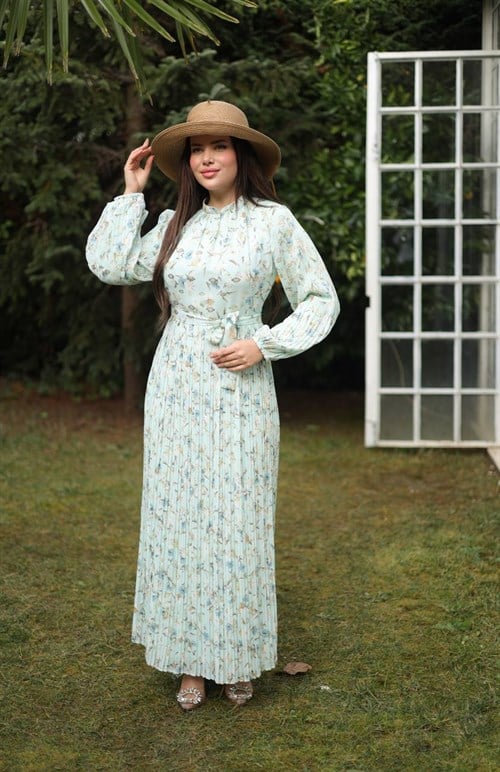 Wholesale Womens Green Maxi Hijab Dress