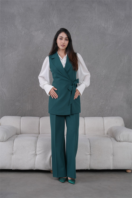 Wholesale Womens Green Plus Size Two-Piece Suit