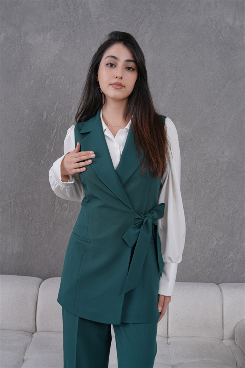 Wholesale Womens Green Plus Size Two-Piece Suit