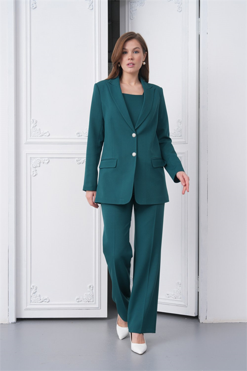 Wholesale Womens Green Plus Size Two-Piece Suit 