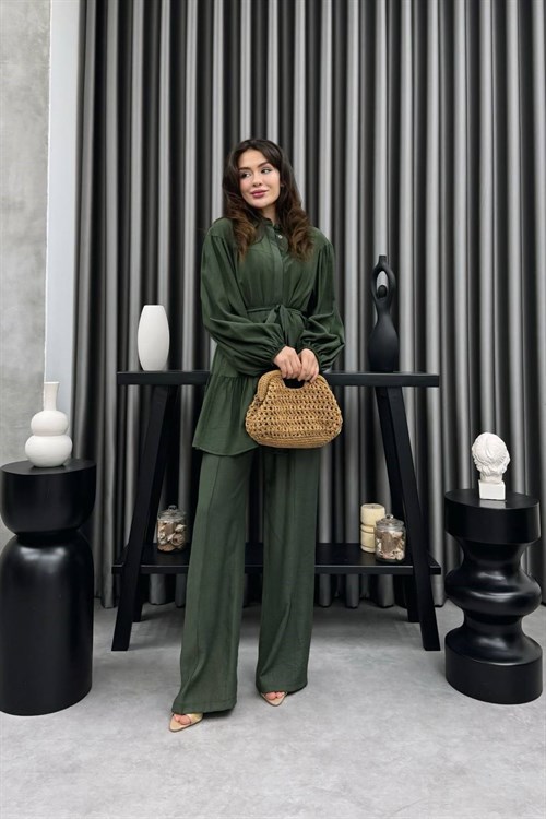 Wholesale Womens Green Two-Piece Hijab Set