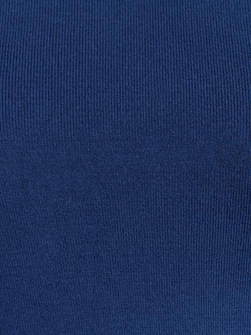 Wholesale Womens Indigo Turtleneck Knit Sweater with Snap-Button Wide Cuffs