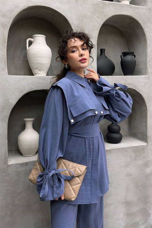 Wholesale Womens Indigo Two-Piece Hijab Set