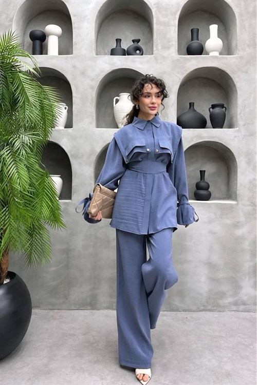 Wholesale Womens Indigo Two-Piece Hijab Set