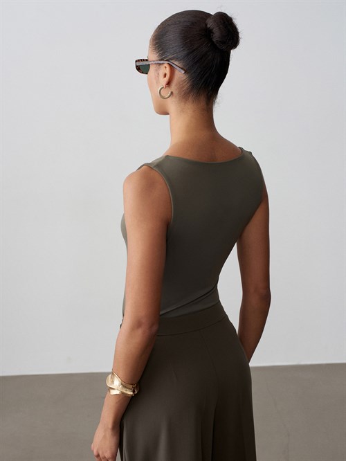 Wholesale Womens Khaki Basic Tank Top with Thick Straps