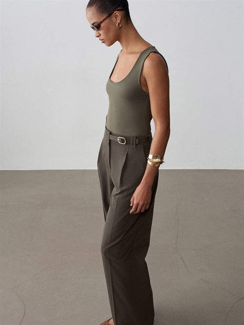 Wholesale Womens Khaki Basic Tank Top with Thick Straps