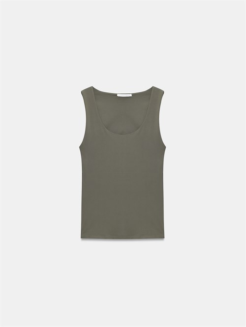 Wholesale Womens Khaki Basic Tank Top with Thick Straps