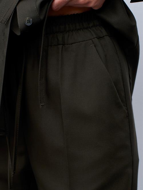 Wholesale Womens Khaki Elastic Waist Suede Trousers