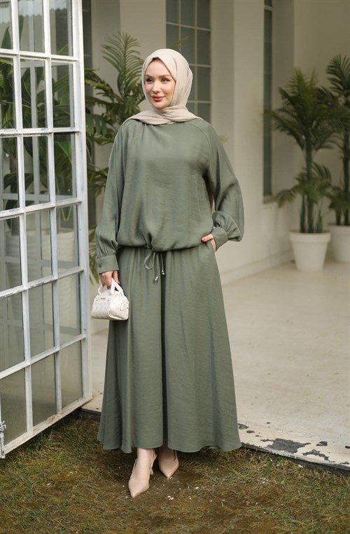 Wholesale Womens Khaki Maxi Hijab Dress