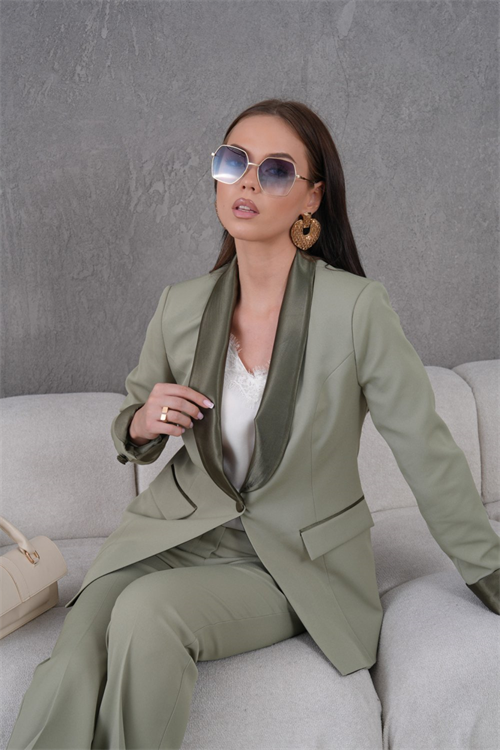Wholesale Womens Khaki Plus Size Two-Piece Suit 