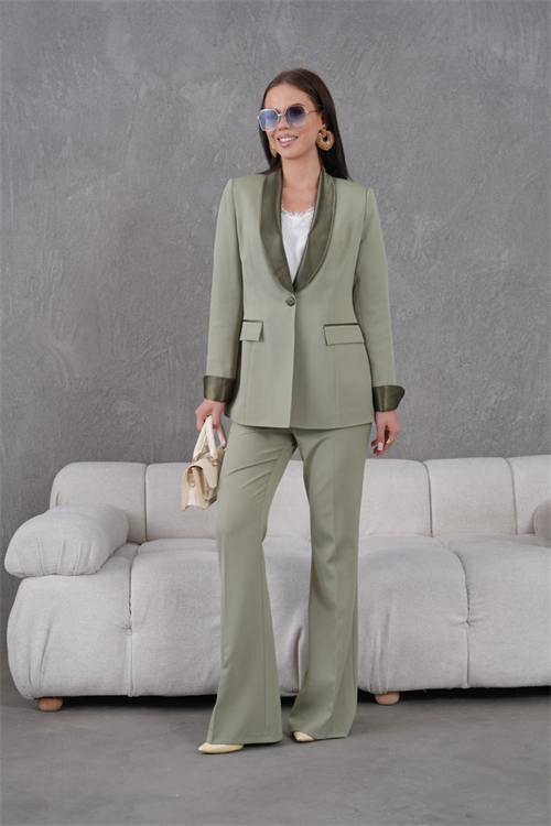 Wholesale Womens Khaki Plus Size Two-Piece Suit 