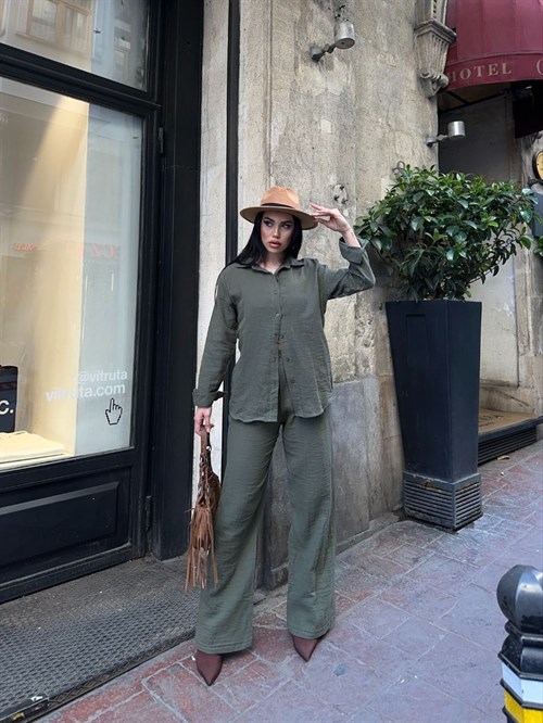 Wholesale Womens Khaki Shirt And Pants Set