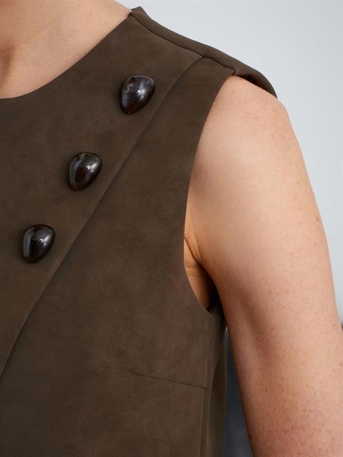 Wholesale Womens Khaki Sleeveless Asymmetrical Top