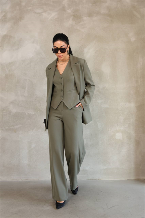 Wholesale Womens Khaki Three-Piece Suit 