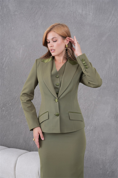 Wholesale Womens Khaki Three-Piece Suit 