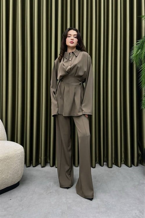 Wholesale Womens Khaki Two-Piece Hijab Set