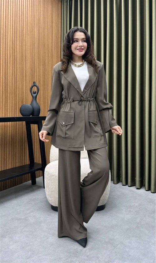 Wholesale Womens Khaki Two-Piece Hijab Set