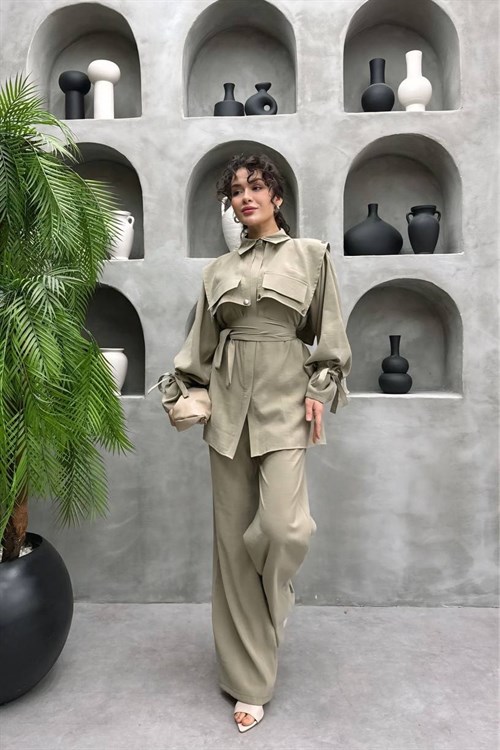 Wholesale Womens Khaki Two-Piece Hijab Set