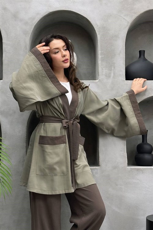 Wholesale Womens Khaki Two-Piece Hijab Set