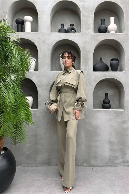 Wholesale Womens Khaki Two-Piece Hijab Set