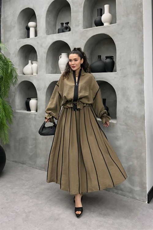 Wholesale Womens Khaki Two-Piece Hijab Set