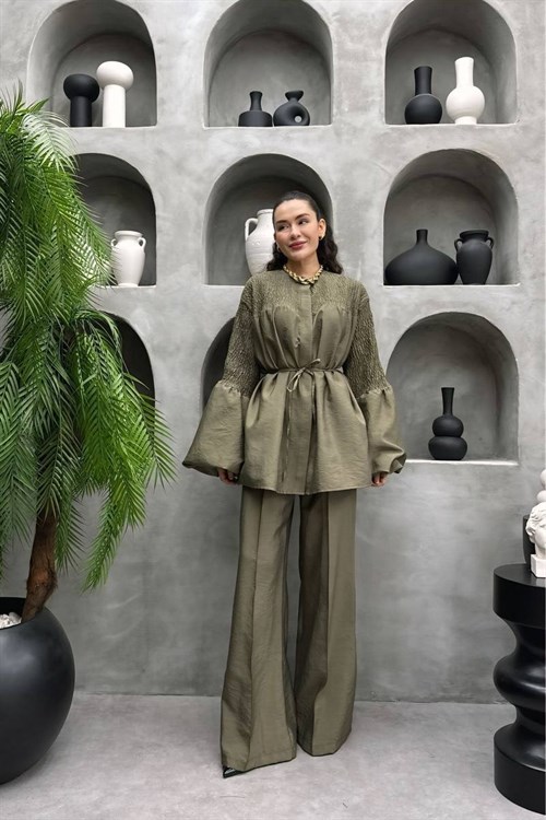 Wholesale Womens Khaki Two-Piece Hijab Set