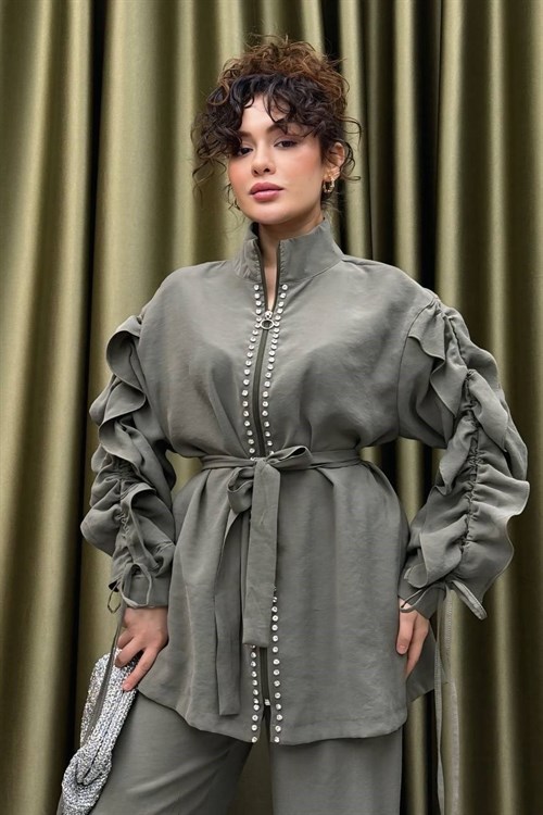 Wholesale Womens Khaki Two-Piece Hijab Set
