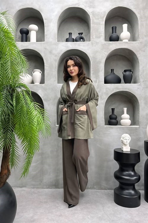 Wholesale Womens Khaki Two-Piece Hijab Set
