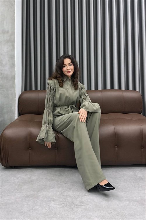 Wholesale Womens Khaki Two-Piece Hijab Set