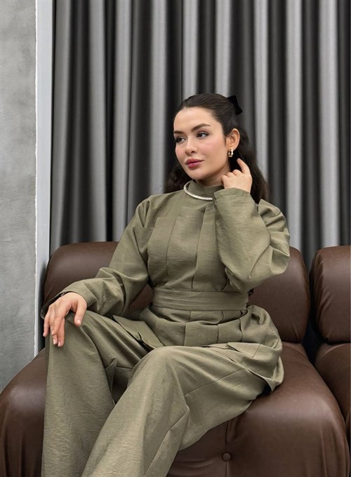 Wholesale Womens Khaki Two-Piece Hijab Set