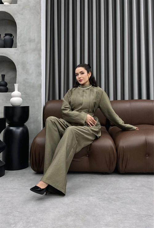 Wholesale Womens Khaki Two-Piece Hijab Set