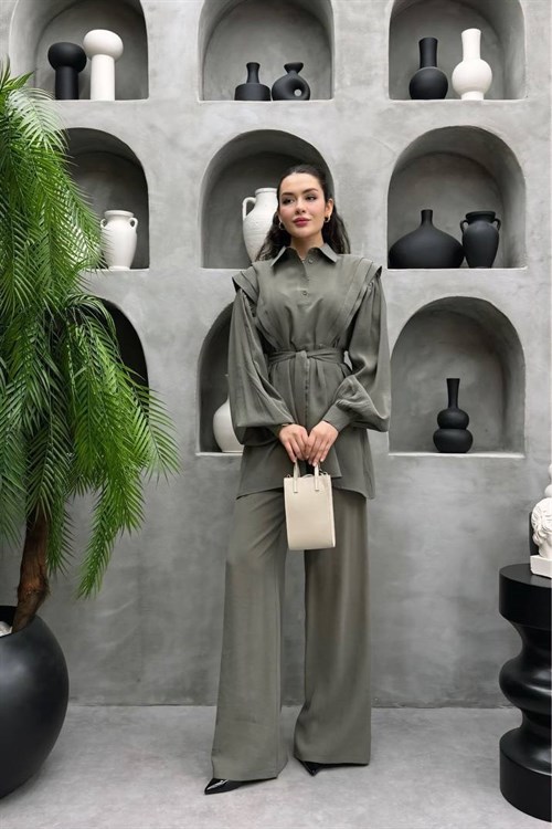 Wholesale Womens Khaki Two-Piece Hijab Set