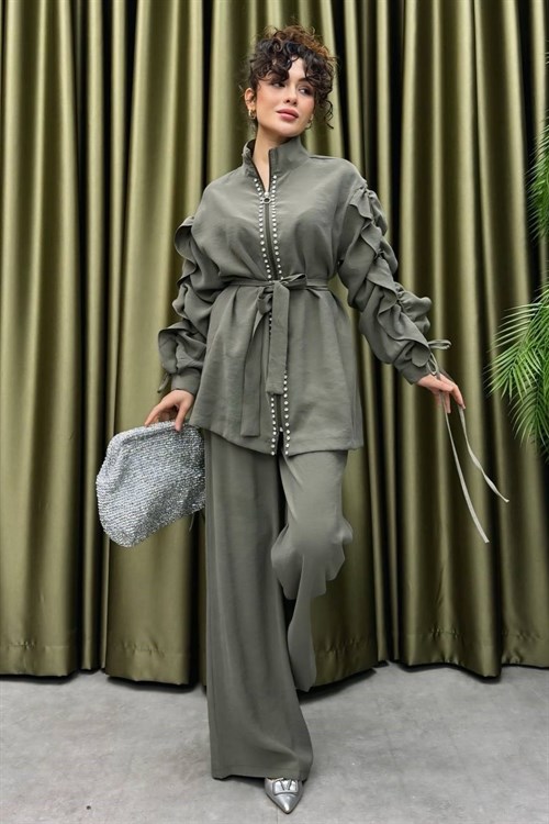 Wholesale Womens Khaki Two-Piece Hijab Set