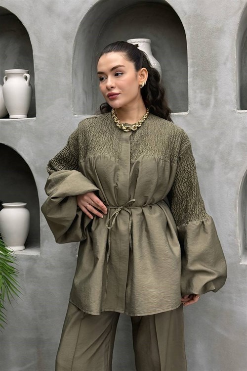 Wholesale Womens Khaki Two-Piece Hijab Set