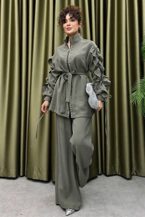 Wholesale Womens Khaki Two-Piece Hijab Set