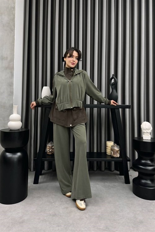 Wholesale Womens Khaki Two-Piece Hijab Set