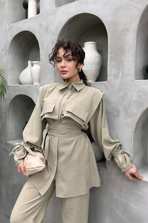 Wholesale Womens Khaki Two-Piece Hijab Set