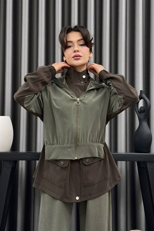 Wholesale Womens Khaki Two-Piece Hijab Set