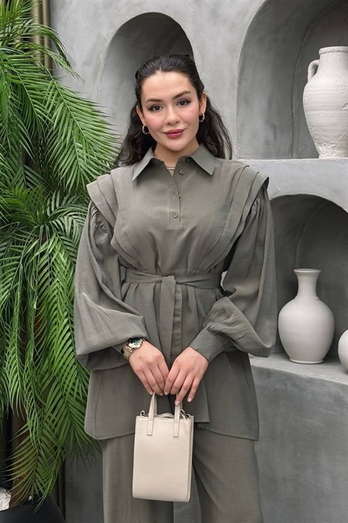 Wholesale Womens Khaki Two-Piece Hijab Set